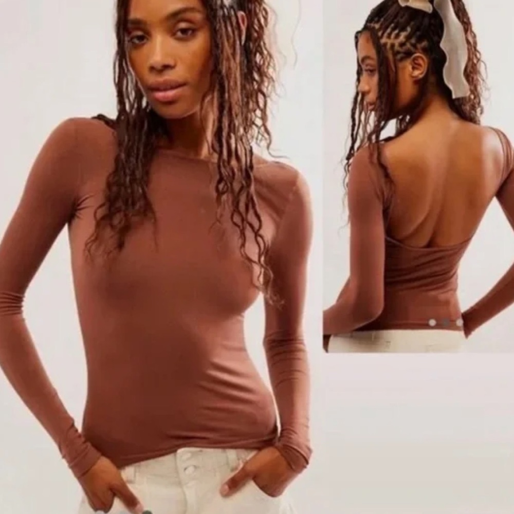 NWT Free People Low-Back Seamless Long Sleeve Top